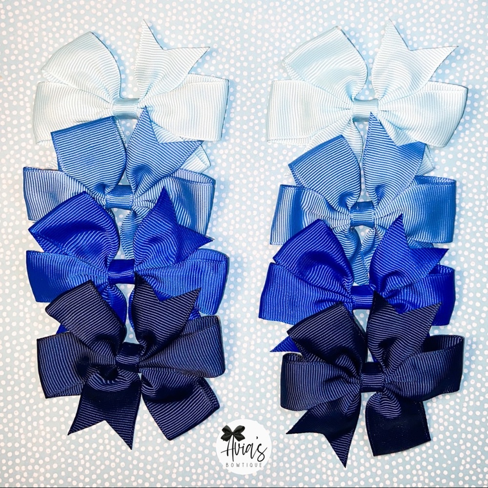 Girl hair bows - shades of blue